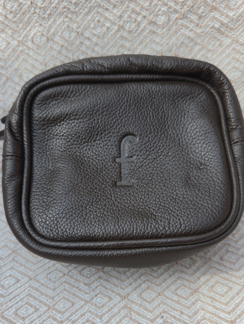 Sundance Brown Leather Jewelry Case, Stamped With Initial F